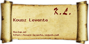 Kousz Levente névjegykártya